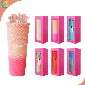 Mehrfarbiger 24oz Doppelwandiger Plastikbecher Wiederverwendbarer Blauer Tumbler Kunststoff-Trinkbecher Individueller 24 oz Eiskaffeebecher Mit Logo - Product Image 2