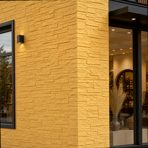 WYRAX Pannello Murale in Finta Roccia PU Effetto Arenaria Oro <span class=keywords><strong>Ocra</strong></span> 600x600mm per <span class=keywords><strong>Pareti</strong></span> Decorative di Ristoranti, Facile Installazione, Bassa Manutenzione - Product Image 3