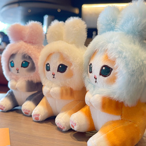 New Arrival Cute Mini <b>Shark</b> Rabbit Plush Kitty Keychain Kawaii Easter Rabbit Plush Doll OrnamentToys Hanging Pendant Cat Dolls - Product Image 4