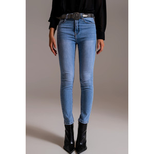 Jeans skinny a vita alta in lavaggio chiaro - Product Image 4