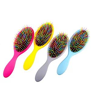 Wet ABS Air Cushion Rainbow Nylon Bristle Detangling Paddle Hair Brush