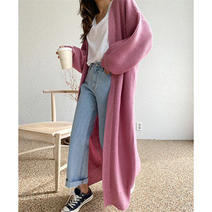 Cappotto maglione lavorato a maglia su misura <span class=keywords><strong>oversize</strong></span> per <span class=keywords><strong>donna</strong></span> <span class=keywords><strong>Cardigan</strong></span> anteriore aperto coreano con motivi a tinta unita maglieria in Cashmere invernale - Product Image 5