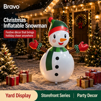 Bravo Bonhomme de neige gonflable lumineux blanc de Noël 105x73cm avec lumière LED pour décoration extérieure de jardin, de cour et de fête, décoration de vacances