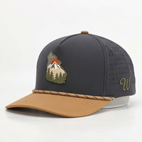 Gorras de Béisbol Deportivas de 5 Paneles, Gorras Deportivas con Orificios Cortados con Láser, Impresión Puff, 100% Algodón, Ajustables, Unisex