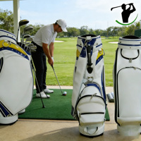 Sac de golf pliable en cuir PU durable, imperméable, bleu, léger, avec séparateurs, logo brodé personnalisé, pour voyage et extérieur