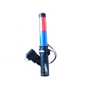 ホイッスル付き充電式赤と青のLED交通制御バトンワンドライト - Product Image 1