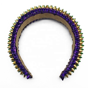 Manwu Factory Paars Gouden Groen Mode Exaggerated Spons Spijkermuts met Spike Spijkertjes Punk Accessoire voor Mardi Gras - Product Image 6