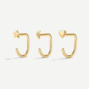 Gold-Silber geschlossene und offene Creolen für mehrere Piercings, ohne Ohrstecker, für Damen, geometrische CZ-ohrringe ohne Rückseite, halbe Creolen - Product Image 2