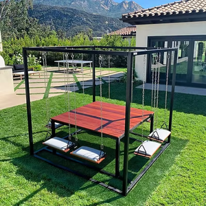 Set da Giardino con Sedia a Dondolo per 8 Persone con Tavolo, Sedia da Pranzo per Patio Impermeabile per Interni ed Esterni - Product Image 4