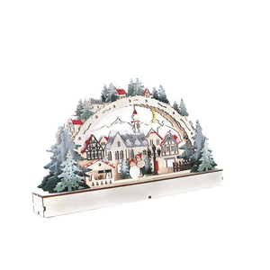 Luces LED navideñas, arcos, ciudad antigua, corte láser de invierno, escenas navideñas, decoraciones de pueblo navideño de madera - Product Image 6