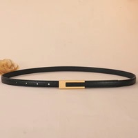 Ceinture en cuir élégante pour femme, fine, avec boucle dorée ajourée, réglable pour robes et pantalons, accessoire de ceinture d'été à boucle métallique