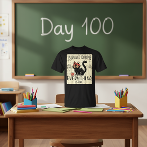 T-shirt per ragazze in età scolare: ho superato 100 giorni, Cat Im Fine, t-shirt promozionale per il 100° giorno - Product Image 3