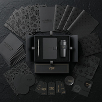 Emballage de luxe en boîte noire avec logo personnalisé, insert et double porte, boîtes rigides en papier pour coffrets cadeaux d'entreprise, bureau, emballage de cadeaux