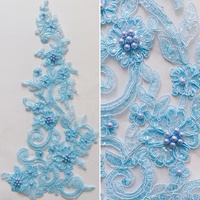 Encaje Ecológico Bordado con Lentejuelas y Cuentas, Diseño Floral, 40x14cm, para Decoración de Prendas, Malla con Patrón Animal