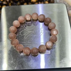 New Arrivals 12mm Natur Peach <strong>Moonstone</strong> Crystal Fashion Beaded <strong>Bracelets</strong> for Gift - Product Image 2