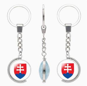 Porte-clés rotatif double face avec drapeau <span class=keywords><strong>de</strong></span> la Slovaquie, <span class=keywords><strong>armoiries</strong></span> nationales, pierre précieuse, accessoire créatif - Product Image 1