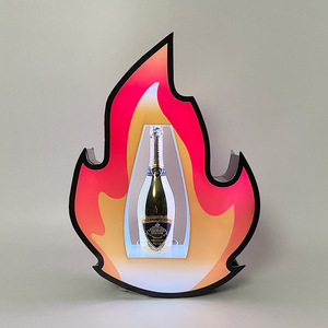Led Lighted Flame Wine Rack Acrylic Seven Color Changing <b>Remote</b> Control Party KTV Bottle <b>Holder</b> Charging Base - Product Image 3
