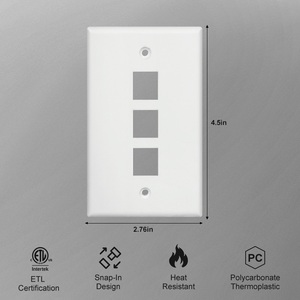 Plaque murale 3 ports de connexion de données d'ordinateur pour réseau <span class=keywords><strong>RJ45</strong></span> Keystone - Product Image 2