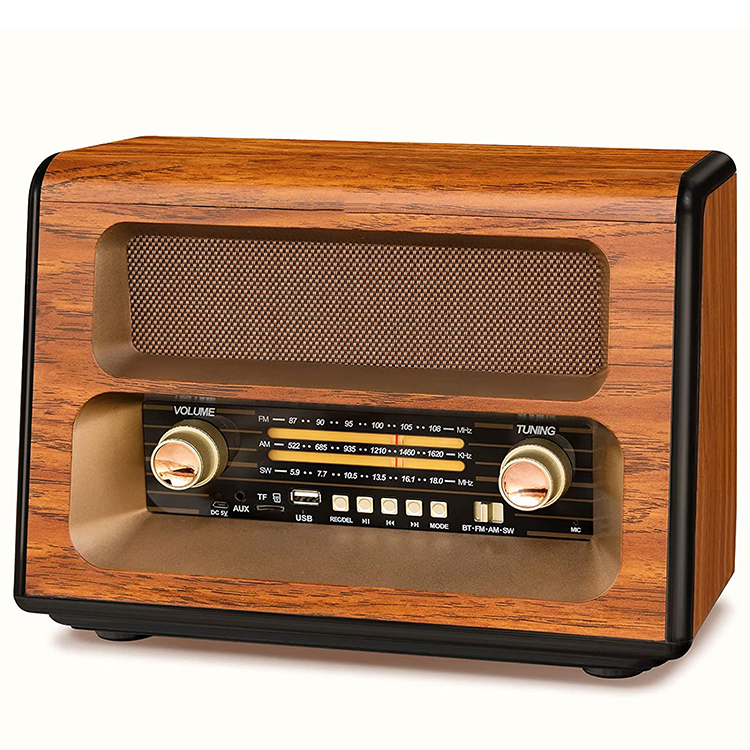 RX-BT88 Retro Nostalgia Wooden Portable Desktop Wireless Nostalji Radyo 3 Band AM FM SW Radio With BT AUX/TF Card/USB Disk