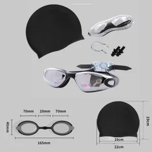 Adult HD Anti-fog Waterproof Silicone Nose Clip Earplugs Swim Goggles Sand Cap Set Goggles Swimming Glasses Professional For Men