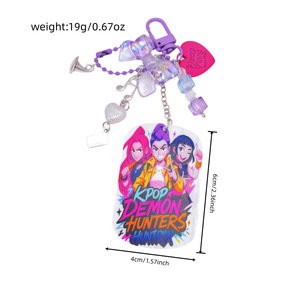พวงกุญแจวงเกิร์ลกรุ๊ป KPOP <span class=keywords><strong>สาว</strong></span>น้อยนักล่าแม่มด <span class=keywords><strong>หัวใจ</strong></span>สีชมพูและโบว์  ทำจากโลหะผสมสังกะสี ใช้ตกแต่งกระเป๋า - Product Image 2