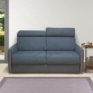 Canapé-lit 3 places MOD. EVELYN CM 185 EN TISSU BLEU AVEC RÉSEAU ÉLECTRO-SOUDEAU - Product Image 1