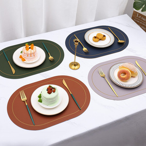 Set de 4 dessous-de-plat ovales Shoho, couleur unie, isolants thermiquement, pour table à manger - Product Image 1