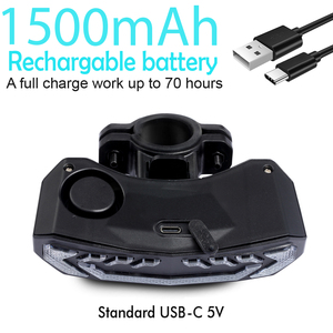 Luz Trasera Inteligente para Bicicleta IP65 Impermeable de 110dB con Intermitentes y Luz de Freno, Luz LED para Bicicleta con Alarma Antirrobo por Vibración - Product Image 5