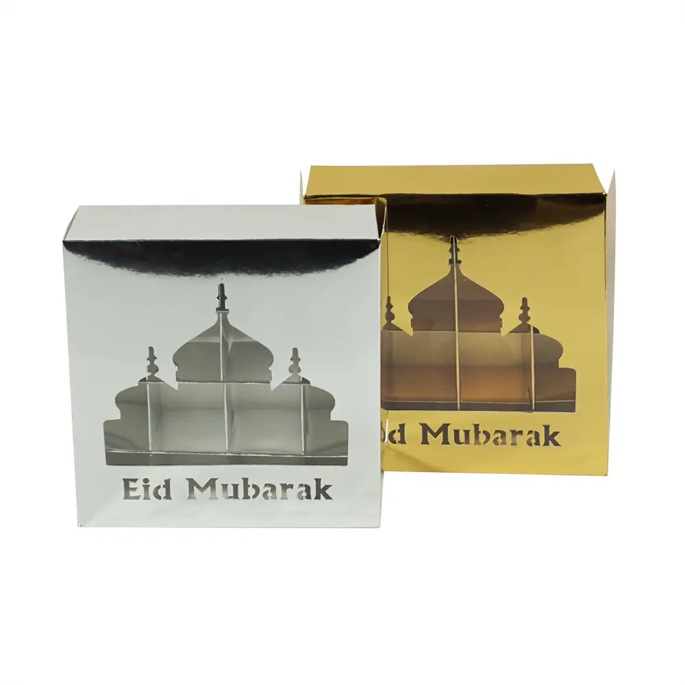 Eid mubarak-decoraciones para festival de Ramadán, caja de regalo con 16 ranuras para dulces, chocolate, nueces, macarrón, baklava