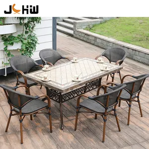 Mejor precio apilable Bistro mesa y silla sillas de jardín al aire libre ratán bambú Silla de comedor al aire libre patio café conjunto