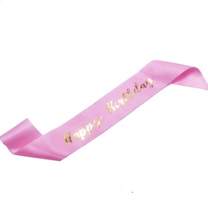 <span class=keywords><strong>Ruban</strong></span> de satin E-Magic <span class=keywords><strong>personnalisé</strong></span>, couleur unie, joyeux <span class=keywords><strong>anniversaire</strong></span>, estampage à chaud, ceinture imprimée en aluminium pour emballage cadeau, sangle d'artisanat - Product Image 1