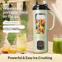 Mixeur Portable Numérique avec Tasse, Broyeur à Glace, Extracteur de Jus, Rechargeable USB, avec Paille et Couvercle Inférieur, pour Smoothies, Logo Personnalisé Disponible