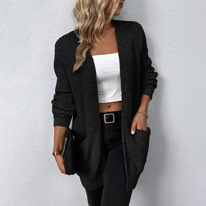 Suéter Cárdigan Casual <span class=keywords><strong>de</strong></span> Moda para <span class=keywords><strong>Mujer</strong></span>, Otoño Invierno 2025, Venta al por Mayor <span class=keywords><strong>de</strong></span> Fábrica, Manga Larga, Color Sólido, con Bolsillos - Product Image 1