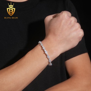 USA Warehouse Fine Jewelry Hot Sale 3mm 925 Silver Moissanite Diamond Hip Hop Star Tennis Chain <strong>Bracelet</strong> For Gift Wedding - Product Image 1