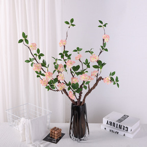 Nouvelle branche de fleur de prunier rose artificielle pliable avec écorce, pour décoration de table, maison, style chinois, mariage printanier, vente en gros - Product Image 1