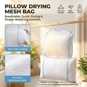Sac de séchage suspendu en filet respirant anti-chute avec fermeture éclair pour oreillers, coussins, jouets en peluche et séchage au soleil sur balcon - Product Image 5