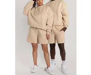 Private Label Designer Short Sweatsuit 100% Cotton Luxury Mens Sports Tracksuit Set Unisex Men Track Suit Cotton Sweat Suit