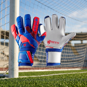 Latest Quality Customized Goalkeeper <b>Gloves</b> Palm German <b>Latex</b> Backhand Mesh <b>Latex</b> And Silicon Inject Hybrid Cut - Product Image 2