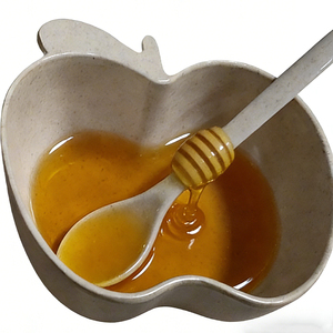 Bol en mélamine en forme <span class=keywords><strong>de</strong></span> pomme avec couvercle et cuillère, plat à miel pour la fête <span class=keywords><strong>de</strong></span> Rosh Hashanah, pour le Nouvel An juif - Product Image 1