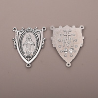 Accesorios de Joyería Católica, Colgante DIY de Aleación de Zinc, Cadena de Bambú, Conector de Rosario Triangular Religioso, Venta al Por Mayor