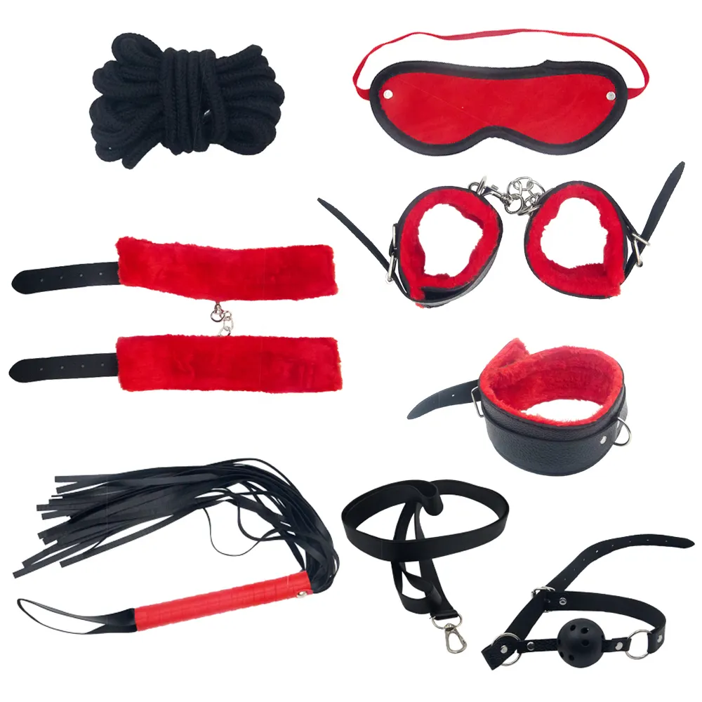 8 Stks/set Bdsm Bondage Kit Handboeien Masker Capuchon Nek Kraag Seks Accessoires Sex Bondage Speelgoed Set Voor Paar