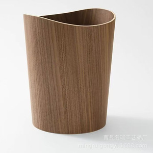 Wooden Trash Can Cylindrical Open Household Waste Bin For Home Office Living Room Bedroom Storage - Product Image 5