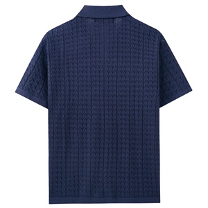 OEM y ODM, Cárdigan de Punto Sólido Estilo Americano, Manga Corta, Tejido con Sensación de Frescura, Logotipo Personalizado, Camiseta Polo, Kaos <span class=keywords><strong>Sablon</strong></span> - Product Image 5