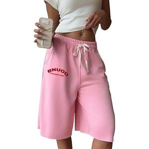 Shorts de détente amples de <span class=keywords><strong>haute</strong></span> qualité, shorts longs d'été pour femmes, shorts <span class=keywords><strong>taille</strong></span> <span class=keywords><strong>haute</strong></span> personnalisés, shorts pour femmes 100% polyester - Product Image 1