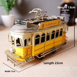 Modelos de <span class=keywords><strong>tranvía</strong></span> de juguete urbano de hojalata Vintage hechos a mano, artefactos metálicos automotrices con Grabado Moderno para decoración del hogar, recuerdos turísticos - Product Image 6