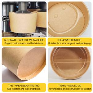 500ml 2000ml Logo personalizzato artigianato di carta Kraft zuppe per il confezionamento di pasta per insalata <span class=keywords><strong>biscotti</strong></span> hamburger frutta verdure tazze zuppa - Product Image 3