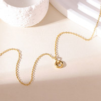 Collier Pendentif Cercle Asymétrique en Zircon Cubique, Acier Inoxydable 316L, Plaqué Or et Argent, Anti-ternissement, Bijoux Minimalistes pour Femme, OEM