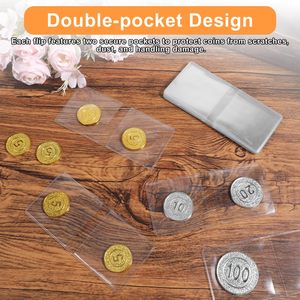 Vente en gros NOVISON Personnalisé 2x2 2.5x2.5 pouces Double pochette en PVC et PET Résistant à l'eau avec sangle chaîne pour rangement de porte-monnaie - Product Image 4