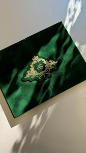 Đám cưới sang trọng lời mời túi phong bì thư mục lời mời Acrylic Burgundy Nhung Cổ Điển Lời Mời với vàng lá đỉnh - Product Image 5