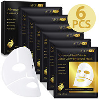 Masque facial hydrogel Private Label 6 Pack, hydratation intense, collagène, anti-rides, raffermissant, pour un éclat de verre à la mucine, avec gel